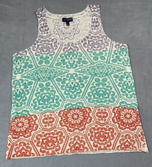 The Limited Tank Top Womens L Linen Cotton Geometric Boho Sleeveless Knit 2015